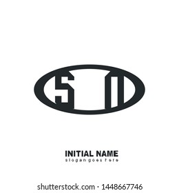 Initial logo black ellipse alphabet  SN