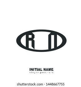 Initial logo black ellipse alphabet  RN