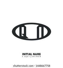 Initial logo black ellipse alphabet  QN