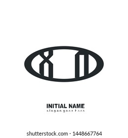 Initial logo black ellipse alphabet  XN