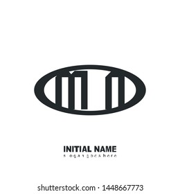 Initial logo black ellipse alphabet  MN