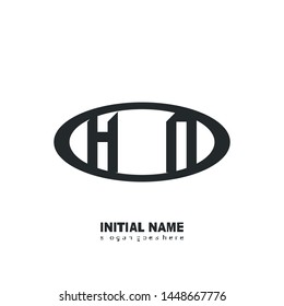 Initial logo black ellipse alphabet  HN