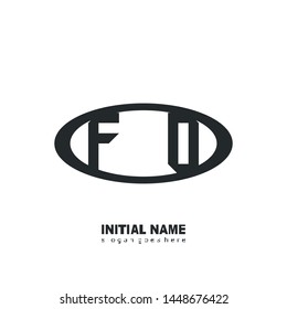 Initial logo black ellipse alphabet  FO
