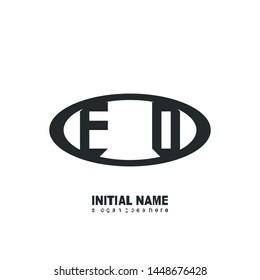 Initial logo black ellipse alphabet  EO