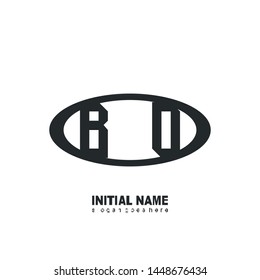 Initial logo black ellipse alphabet  BO
