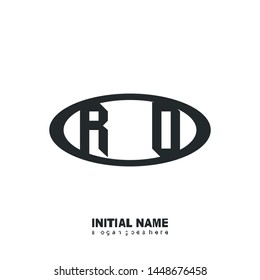 Initial logo black ellipse alphabet  RO