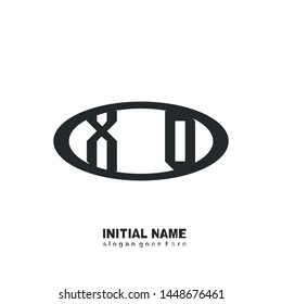 Initial logo black ellipse alphabet  XO