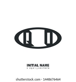 Initial logo black ellipse alphabet  QO