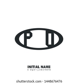 Initial logo black ellipse alphabet  PO