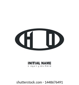 Initial logo black ellipse alphabet  HO
