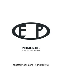 Initial logo black ellipse alphabet  EP