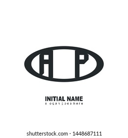 Initial logo black ellipse alphabet  AP
