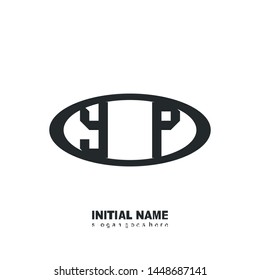 Initial logo black ellipse alphabet YP