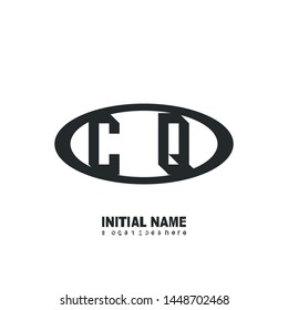 Initial logo black ellipse alphabet  CQ
