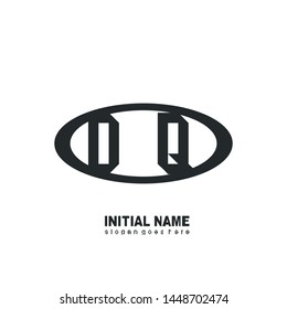 Initial logo black ellipse alphabet  DQ