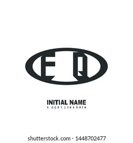 Initial logo black ellipse alphabet  EQ