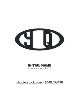 Initial logo black ellipse alphabet  YQ