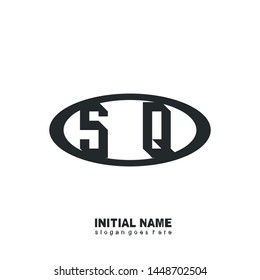 Initial logo black ellipse alphabet  SQ