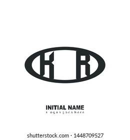 Initial logo black ellipse alphabet  KR