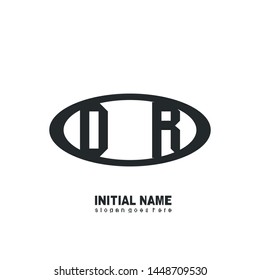 Initial logo black ellipse alphabet  DR