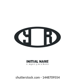 Initial logo black ellipse alphabet  YR