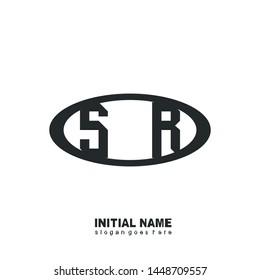 Initial logo black ellipse alphabet  SR