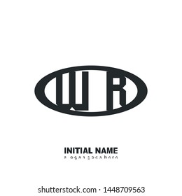 Initial logo black ellipse alphabet  WR