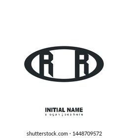Initial logo black ellipse alphabet  RR