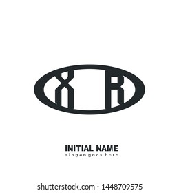 Initial logo black ellipse alphabet  XR