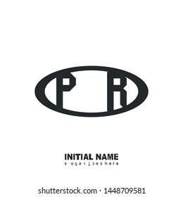 Initial logo black ellipse alphabet  PR
