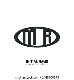 Initial logo black ellipse alphabet  MR