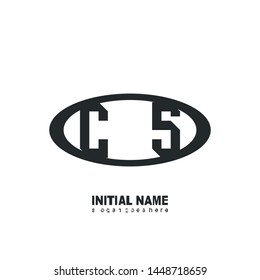 Initial logo black ellipse alphabet CS