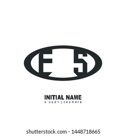 Initial logo black ellipse alphabet ES