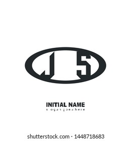 Initial logo black ellipse alphabet JS