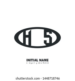 Initial logo black ellipse alphabet HS