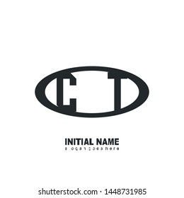 Initial logo black ellipse alphabet CT