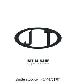 Initial logo black ellipse alphabet JT