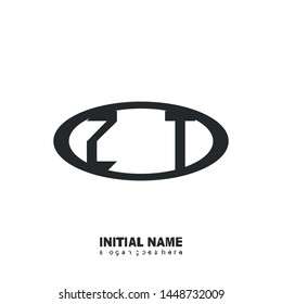 Initial logo black ellipse alphabet ZT