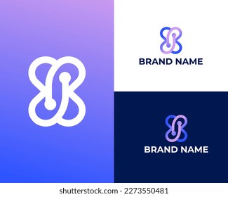 initial logo bm, mb tech and technology logo design