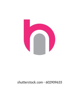 initial logo bn, nb, n inside b rounded letter negative space logo pink gray