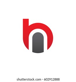 initial logo bn, nb, n inside b rounded letter negative space logo red gray