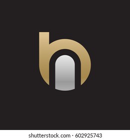 initial logo bn, nb, n inside b rounded letter negative space logo gold silver