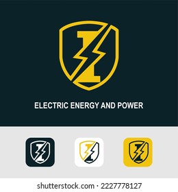 Initial I Logo with Bolt Lighting for Energy, Electrical and Power Company Service Business Logo Template