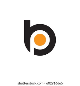 initial logo bp, pb, p inside b rounded letter negative space logo black orange