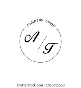 Initial AT logo branding luxury design template 