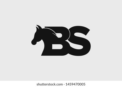 Initial logo BS letter with stallion head. The combination of letters B and S is black