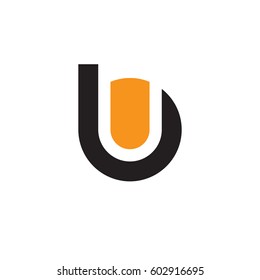 initial logo bu, ub, u inside b rounded letter negative space logo black orange