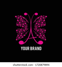 Un logotipo inicial con el concepto de diseño de mariposas