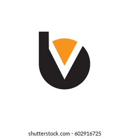 initial logo bv, vb, v inside b rounded letter negative space logo black orange