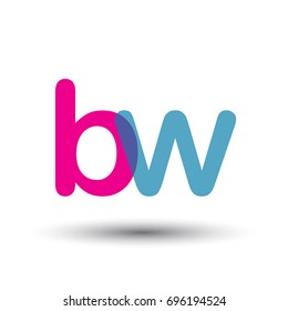 initial logo BW lowercase letter, blue and pink overlap transparent logo, modern and simple logo design.
